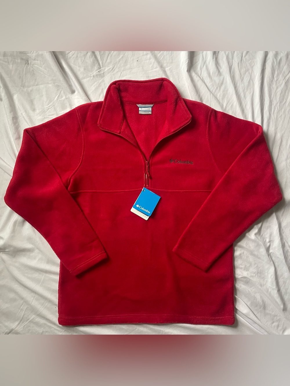 Columbia Men's Crimson Red Quarter-Zip Fleece Pullover Warm Sweater